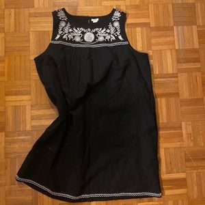 Jcrew dress black with white embroidery